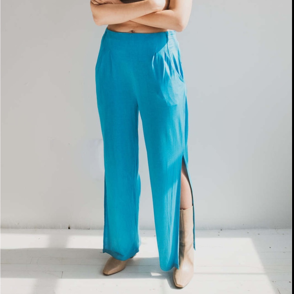 NWOT Ajaie alaie aqua blue summer trousers M/L